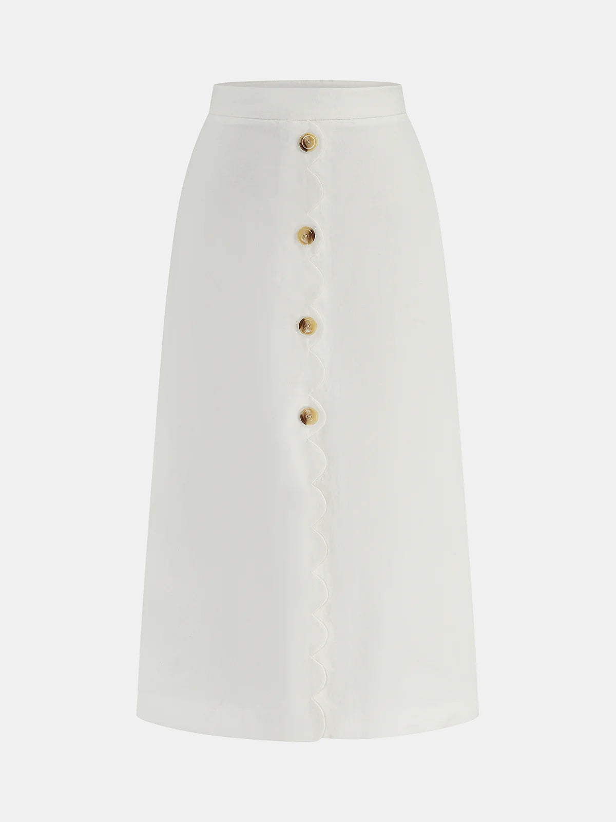Cotton Linen Scallop Trim Vest & Skirt Set