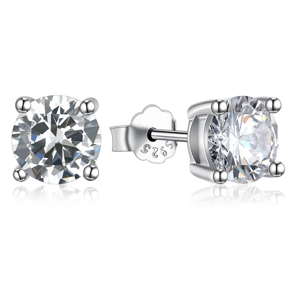 ORECCHINI PUNTO LUCE in ARGENTO 925 RODIATO UOMO DONNA ANALLERGICI BRILLANTINO