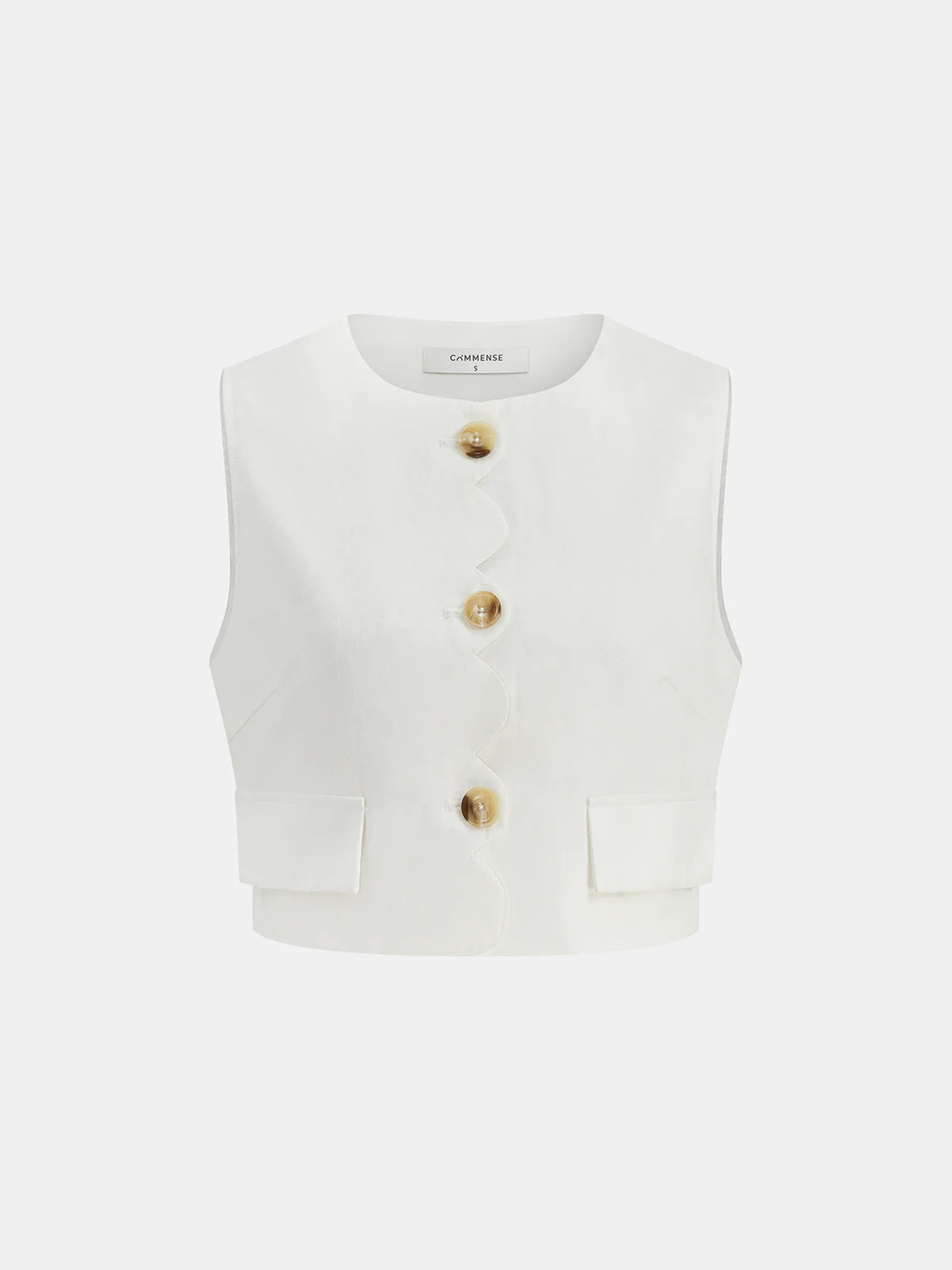 Cotton Linen Scallop Trim Vest & Skirt Set