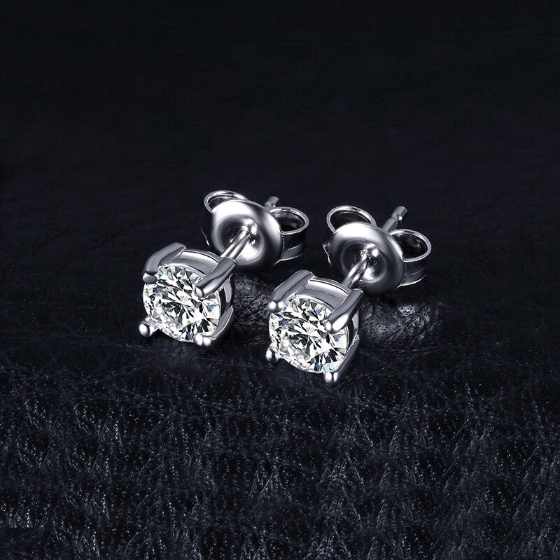 ORECCHINI PUNTO LUCE in ARGENTO 925 RODIATO UOMO DONNA ANALLERGICI BRILLANTINO