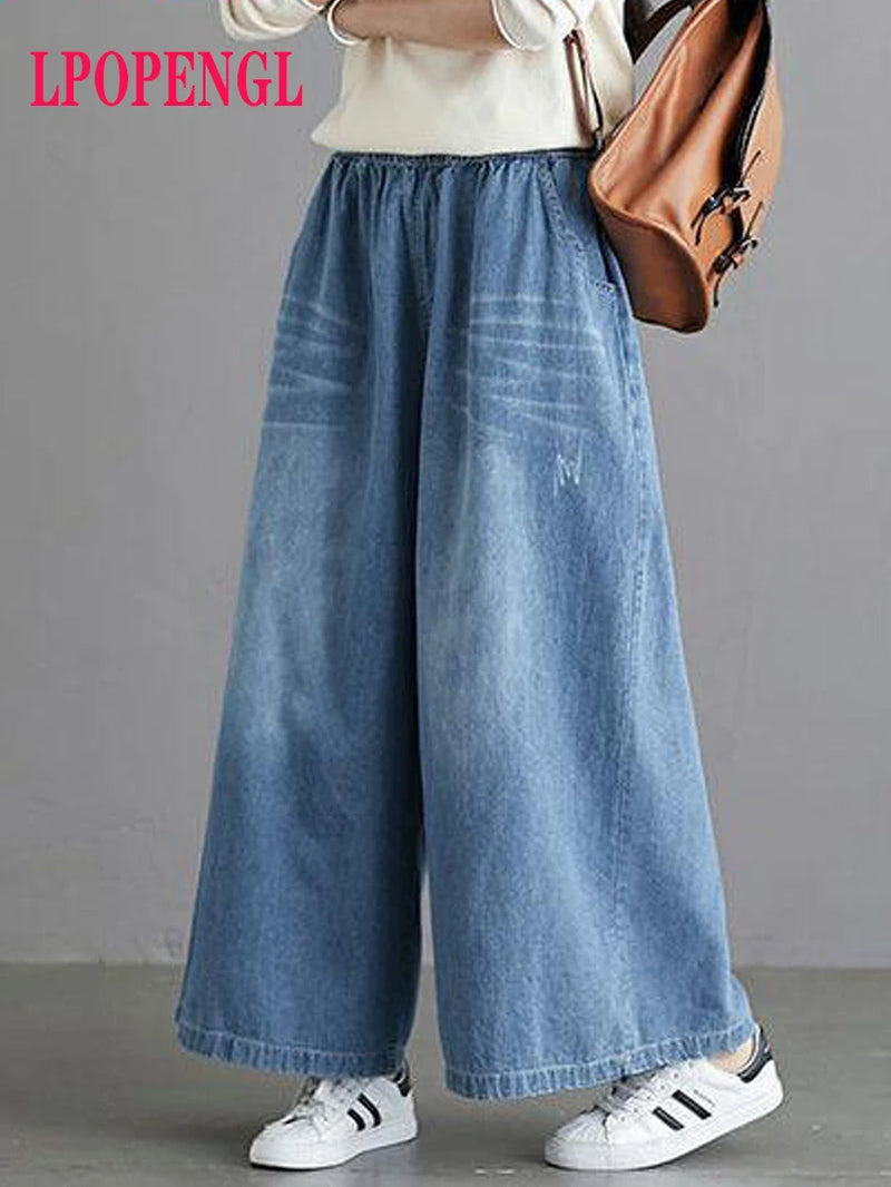Loose Jeans Women 2025 Y2K New Casual Streetwear Denim Pants Wide-Leg Street Style Vintage High Waist Pockets Jean Femme