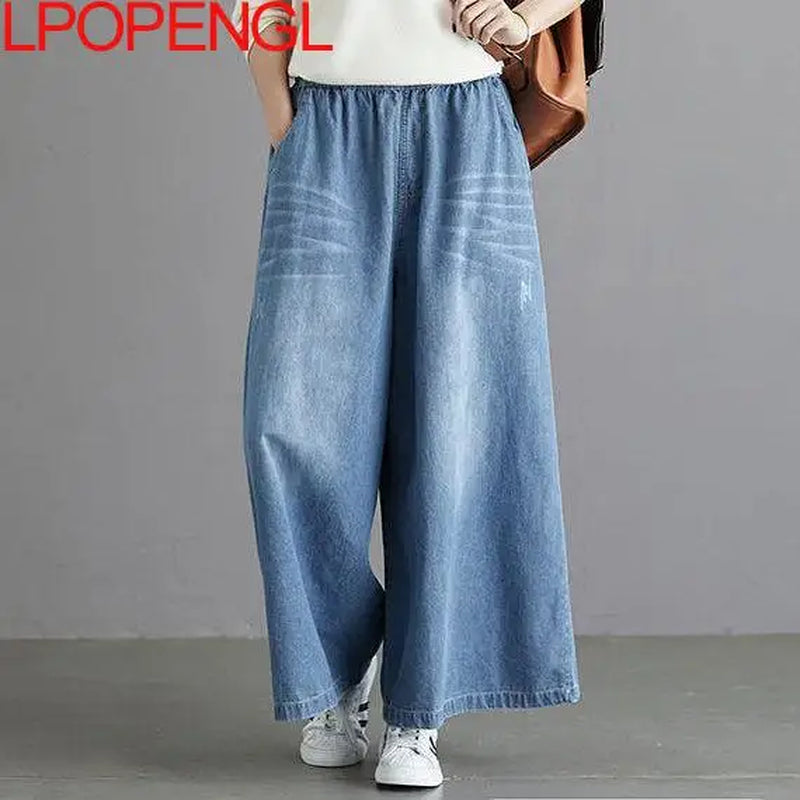 Loose Jeans Women 2025 Y2K New Casual Streetwear Denim Pants Wide-Leg Street Style Vintage High Waist Pockets Jean Femme