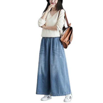 Loose Jeans Women 2025 Y2K New Casual Streetwear Denim Pants Wide-Leg Street Style Vintage High Waist Pockets Jean Femme
