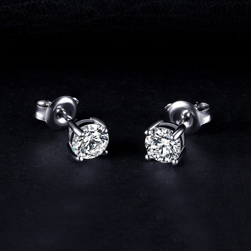 ORECCHINI PUNTO LUCE in ARGENTO 925 RODIATO UOMO DONNA ANALLERGICI BRILLANTINO