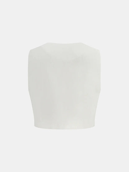 Cotton Linen Scallop Trim Vest & Skirt Set
