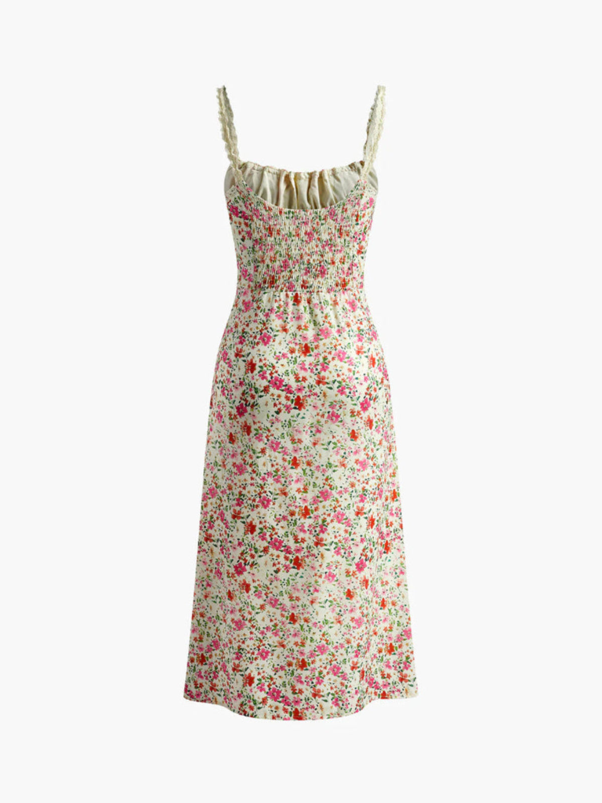 Floral Print Trim Cami Midi Dress