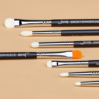 Pennelli Ombretto 7 Pz Set Pennelli Occhi Pennelli Make up Professionale Pennelli Trucco Occhi Alta Qualità Smoky Blending Shader Precision Crease Definer Nero Argento T334