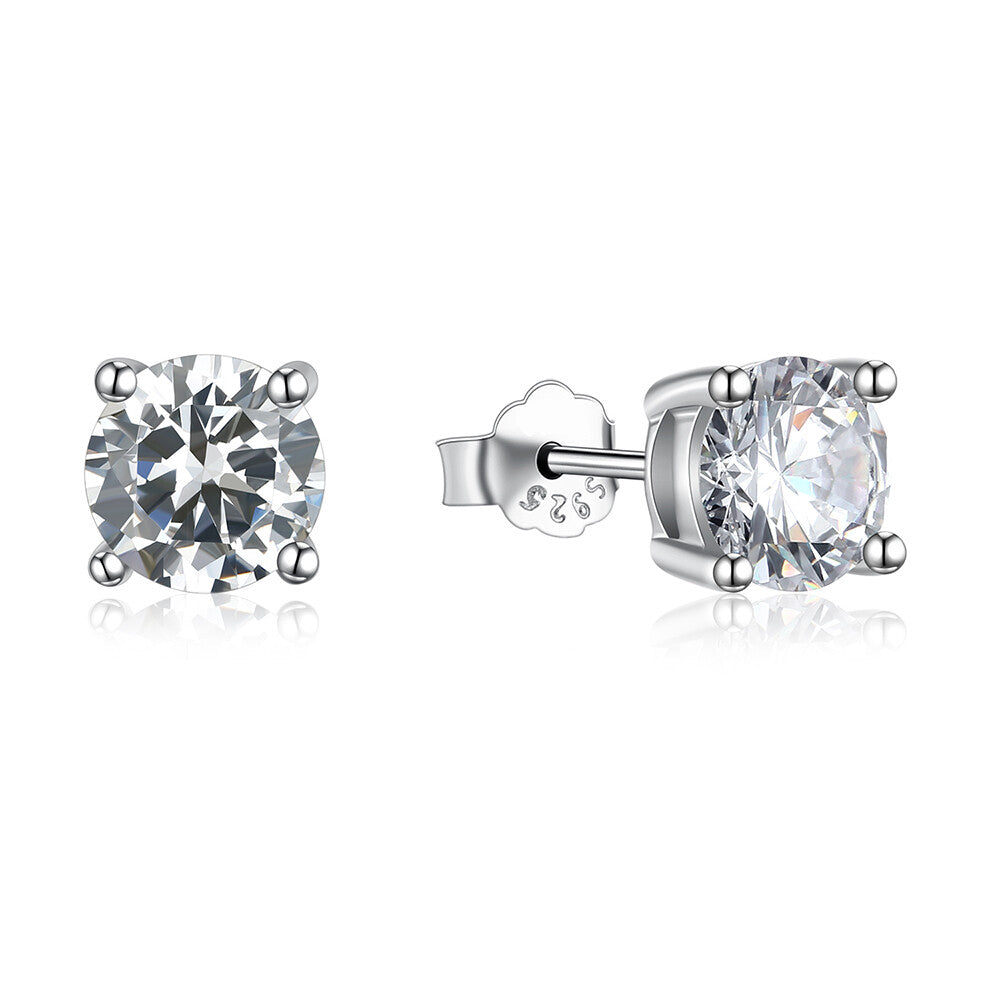ORECCHINI PUNTO LUCE in ARGENTO 925 RODIATO UOMO DONNA ANALLERGICI BRILLANTINO