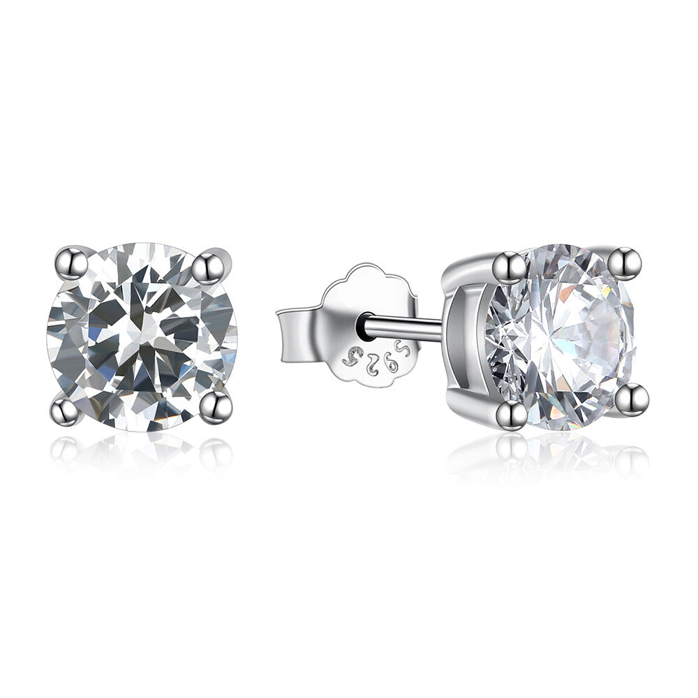 ORECCHINI PUNTO LUCE in ARGENTO 925 RODIATO UOMO DONNA ANALLERGICI BRILLANTINO