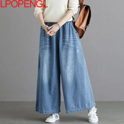 Loose Jeans Women 2025 Y2K New Casual Streetwear Denim Pants Wide-Leg Street Style Vintage High Waist Pockets Jean Femme